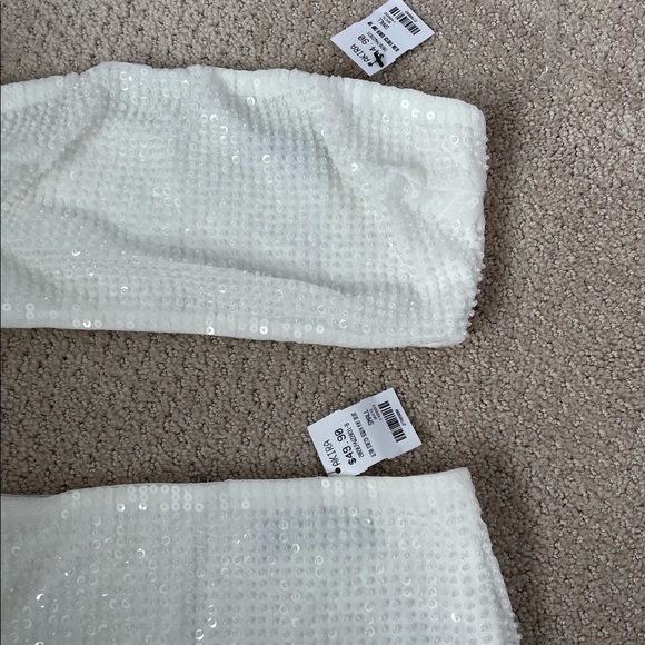 NWT beaded white co ord set mini skirt & tube top - Picture 4 of 8